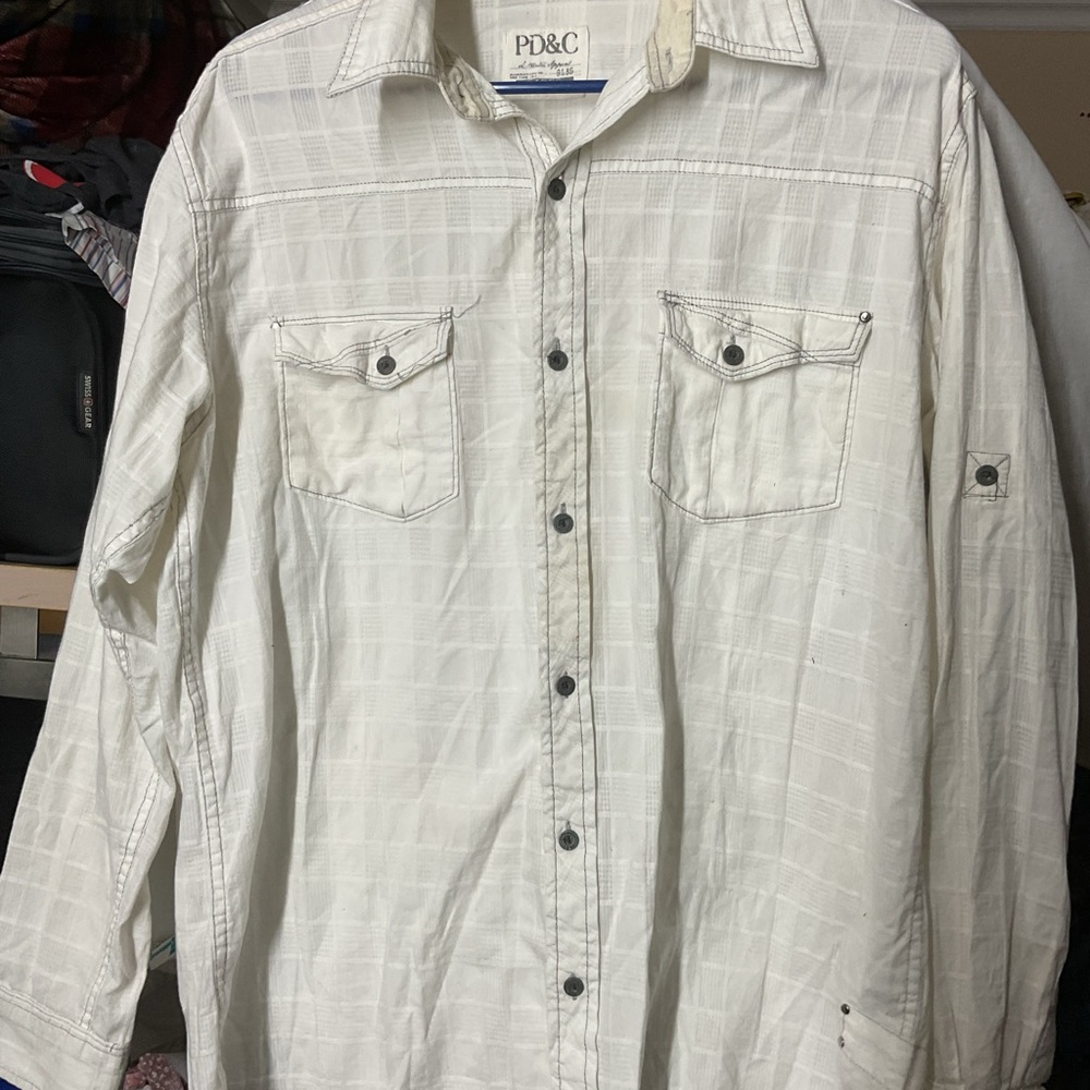 PD&C Men's Light Cream Shirt Jacket